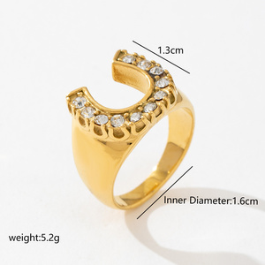 Cincin Kuda Trendy Custom Tahan Air Gaya Boho Mewah Ringan Berlapis Emas 18k dengan Berlian Alami Grosir Perhiasan - Product Image 5