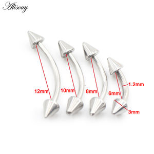 Alisouy - Piercing de Ceja Curvo con Púas de Colores, 16g, de Acero Inoxidable, Tipo Banana, para Cartílago de la Oreja, <span class=keywords><strong>Tragus</strong></span>, Joyería de Uso Diario - Product Image 2