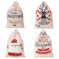 Grands sacs de Noël en toile avec cordon de serrage, sacs cadeaux de Noël, sacs du Père Noël, sacs cadeaux de Noël réutilisables en toile de jute avec cordon de serrage