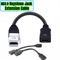 Câble HDMI Keystone Jack Femelle-Femelle Pigtail 4K HDMI 2.0 avec Connecteur Snap-in Plaqué Or pour Plaque Murale, Prise en Charge 4K 60Hz
