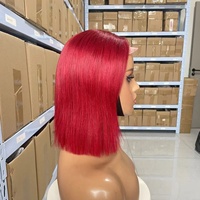 Peluca de Cabello Humano Liso Natural 14A, Estilo Bob, Color Natural, con Frente de Encaje Completo 4x4, Apta para Mujeres