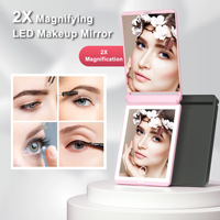 Mini miroir de maquillage pliant Portable lumières Led loupe poche compacte voyage miroirs de courtoisie esthétiques outils de maquillage