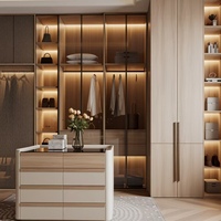 BALOM Dressing Moderne Haut de Gamme Personnalisé avec Îlot Central et Éclairage LED pour Chambre à Coucher, Meubles de Dressing OEM Vente en Gros