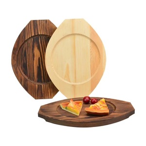 Bandeja de madera ovalada, plato de servir de madera maciza gruesa para carne y barbacoa, color natural - Product Image 2