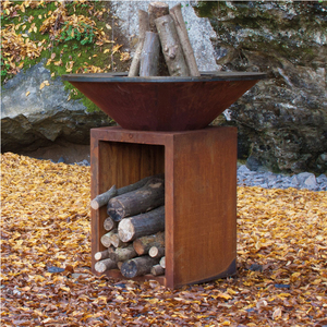 Le foyer extérieur conique portatif en acier Corten pour les grillades de jardin peut être installé avec des roues - Product Image 6