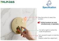 Système de douche encastré moderne avec mitigeur pluie 3 fonctions pour salle de bain et baignoire