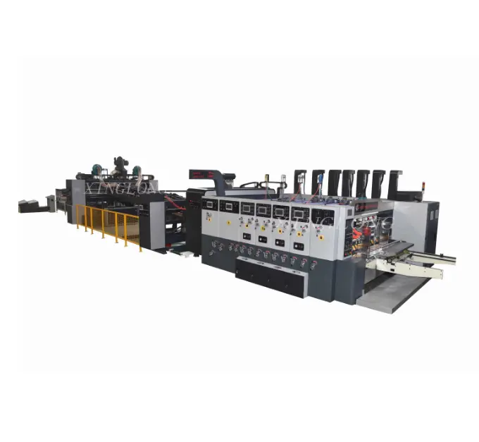 Línea de producción de cartón completamente automática, troquelado de impresión, máquina flejadora de encolado plegable, máquina en línea FFG