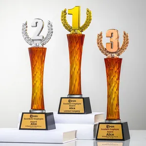 Trophée en verre gravé <span class=keywords><strong>chic</strong></span> avec cristaux, récompense pour champion des ventes, réunion annuelle, employé exceptionnel - Product Image 4