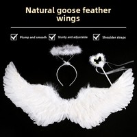 Ailes d'ange en plumes pour Halloween, pour adultes et enfants, accessoires de scène faits à la main, modèle 13541