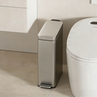 Poubelle rectangulaire en acier inoxydable avec pédale et couvercle à fermeture douce, écologique et silencieuse pour chambre et usage domestique