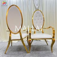 Grande Vente Chaise Haute à Dossier en Acier Inoxydable Style Luxe avec Accoudoirs, Chaise Royale pour Mariage
