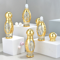 Flacons roll-on en verre de 15 ml, style arabe, motif doré de luxe, vides, pour parfum et huiles essentielles, finition mate avec sérigraphie givrée