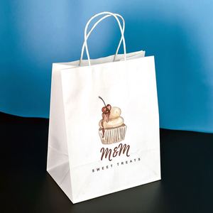 Wholesale Custom Paper Bag Cardboard Paper <b>Box</b> Gift Shopping Bags Packaging Fast Food Takeaway Kraft Paper Bags with Handle - Product Image 2