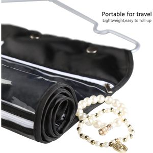 Organisateur de bijoux suspendu, 56 poches à fermeture éclair, noir, pour le rangement des boucles d'oreilles et des bagues, pour femmes et filles, en tissu Oxford - Product Image 6