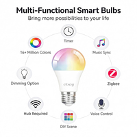 Ampoule LED intelligente RGB sans fil, télécommandée, à intensité variable, éclairage décoratif d'ambiance intérieur, compatible avec Google Assistant