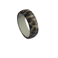 Bague de sport unisexe personnalisée en silicone imprimé léopard de 87 mm de large, noire/grise, style européen et américain