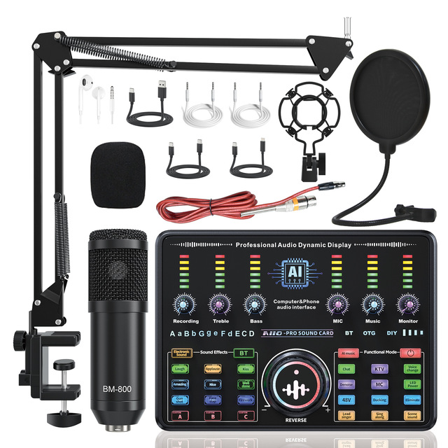 AI10 RGB Professional Wireless Noise Cancelling Recording Microphone Headset Built-in 2000-4000mAh Battery Heart-shaped Pointing