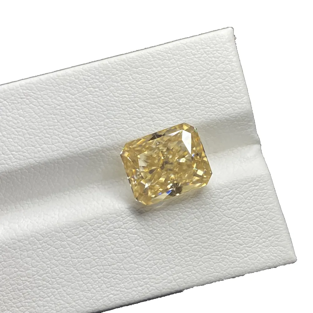 Gelo Esmagado 10x12mm Forma Radiant Cut Lab Criado Moissanite Pedra Preciosa Diamante Amarelo