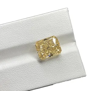 アイスクラッシュカット10x12mmラディアントシェイプラボが作成した黄色のモアッサナイトダイヤモンド宝石