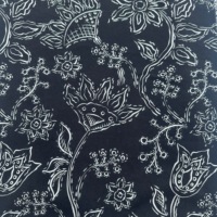 Tissu imprimé floral 100 % coton doux pour la peau, motif floral noir et blanc personnalisable, textile pour vêtements, faible MOQ
