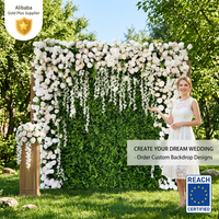 Künstliche Gras-Blumenwand für Hochzeitsfotografie-Hintergrund Seidenrosen-Hortensien 3D-Blumenpaneel für Hochzeitsdekoration
