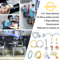 Lingchee Titane Vertical Capuche Piercings Fleur Sexy Vagin Génital Piercing VCH Piercings Bijoux