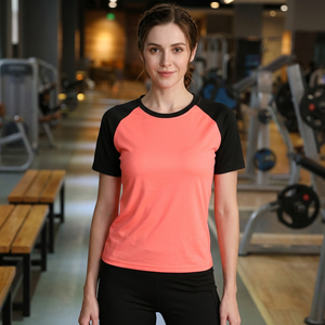 Camiseta Deportiva de Manga Corta para Mujer, Cuello Redondo, Bloques de Color, Secado Rápido, Corte Regular, Tejido Ecológico 100% Algodón - Product Image 5