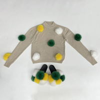 Janefur Bas quantité minimale de commande Mode Femmes fourrure de renard Pom Pom Tricot Cachemire Laine Pull Pull