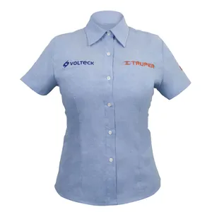 Camisa lunga da donna Truper 1 unità blu taglia M con camicia da ufficio ricamata autunno stagione colorata Manga Corta Logo decorazione - Product Image 1
