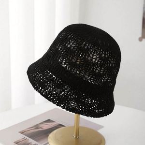 New Solid Color Simple Jacquard Knitted Hollow Out Bucket <b>Hat</b> Women Summer Breathable Sunshade Sunscreen Sun <b>Hat</b> - Product Image 5