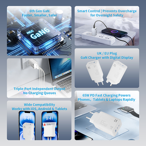 Cargador NCC C101-065-EU 65W GaN USB-A + 2 USB-C PD 3.0 Cargador Rápido para Portátil, Tableta y Teléfono Inteligente (Blanco) - Product Image 3