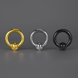 Evorte Totenkopf-Ohrstecker & Tunnel-Schmuck aus 316L Chirurgenstahl Schwarz/Vergoldet Pfeilspitzenform Unisex Körperpiercing - Product Image 4