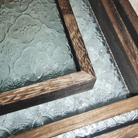 Estick Plateau Rectangulaire Antique en Bois avec Design Fleur de Bégonia Plateau Décoratif de Style Vintage pour Thé Dessert Fruit Service
