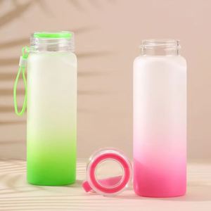 Botella de Agua de Vidrio Reutilizable con Degradado de Color, 500 ml, con Funda de Silicona, Directo de Fábrica - Product Image 4