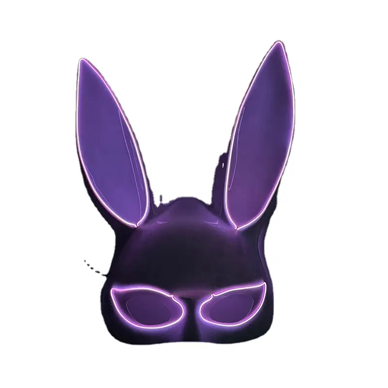 Lapin à longues oreilles LED masque Sexy lapin EL fil masque pour Cosplay Costume accessoires lumineux Halloween fête mascarade accessoire