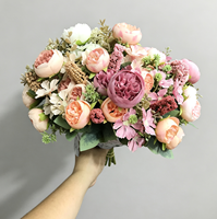Fournisseur d'usine : Bouquet de pivoines artificielles Austin en soie, fausse fleur en soie pour bouquet de mariée, décoration intérieure, OEM ODM