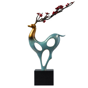 <b>Copper</b> And Gold Years Auspicious Deer Brass Ornament Handmade Artistic Sculpture <b>Table</b> Decoration Chinese New Year Gift - Product Image 1