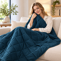 Couverture Sensorielle Apaisante Lourde 100% Coton avec Micro-Billes de Verre Anti-Fuite, Couette Pondérée Matelassée pour le Soutien Contre l'Anxiété