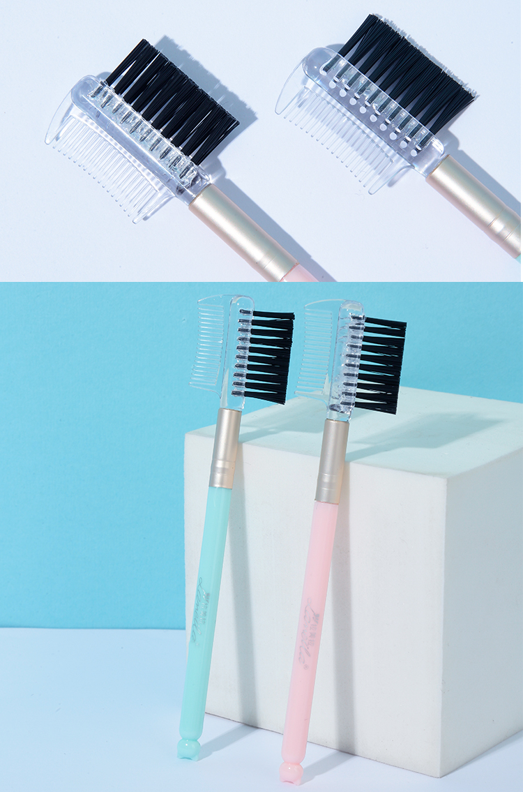 LMLTOP Custom Logo Eyebrow Spoolie Brush 2 In 1 Plastic Eyebrow Comb Brush For Eyelash Extension Mascara Brush B0538