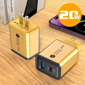 Cargador PD transparente de doble puerto de 20W para Xiaomi OPPO para <span class=keywords><strong>Apple</strong></span> <span class=keywords><strong>carga</strong></span> rápida Tpye-C cabezal de <span class=keywords><strong>carga</strong></span> QC3.0 eléctrico para móvil - Product Image 4