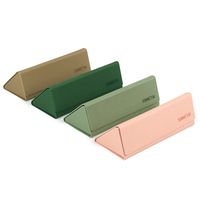 Vente en gros de nouveaux étuis à lunettes portables en cuir PU étui à lunettes de soleil pliable en forme de triangle pour lunettes