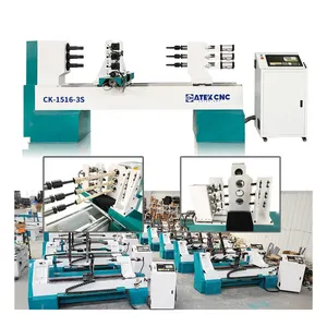 CNC Heavy Duty gỗ quay Lathe với hai máy cắt cho đồ nội thất gỗ chân/baluster/bóng chày BAT/tay vịn làm