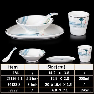 Bán Sỉ Bộ Đồ Ăn Tối Bằng Nhựa In Hình Lá Sen Và Chuồn Chuồn Bộ Bát Đĩa Melamine Trung Quốc Màu Trắng - Product Image 6