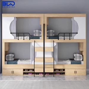 <span class=keywords><strong>Lit</strong></span> <span class=keywords><strong>superposé</strong></span> en bois personnalisable pour dortoir, avec étagères et tiroirs intégrés, design gain de place pour écoles et hôtels - Product Image 3
