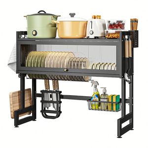 Expandable Roll up Plastic Sink Organizer Kitchen Dish Drying Drainer Rack With Cover Chopsticks Bowls and Dish Racks <b>Storage</b> - Product Image 2