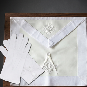 Delantal Masónico Blanco de Uniquen Enterprises con Símbolo de Ojo y Compás Bordado, Juego de Guantes Formales para Maestro Masón, Regalia MA07 - Product Image 2