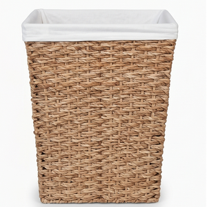 Natural Woven Seagrass Laundry Hamper with Removable Cotton Liner, <b>Rectangular</b> Wicker <b>Storage</b> <b>Basket</b> for Bathroom - Product Image 1