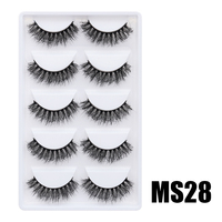 Lot de 5 paires de cils faits à la main, cils blancs givrés, emballage en boîte, cils de vison moelleux de haute qualité