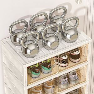 Étagère à chaussures pliable et empilable, montage facile, armoire à chaussures en PET+PE avec <span class=keywords><strong>porte</strong></span> transparente, <span class=keywords><strong>organisateur</strong></span> <span class=keywords><strong>de</strong></span> rangement pour chaussures en métal - Product Image 5