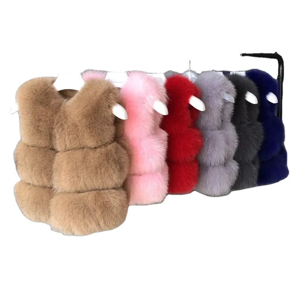 Wholesale Kid Autumn Genuine Fluffy Fox Fur Gilet Custom Boys Girls Custom Winter Real Fur Baby Vests